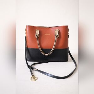 Bostanten Genuine Leather Colorblock Shoulder Bag